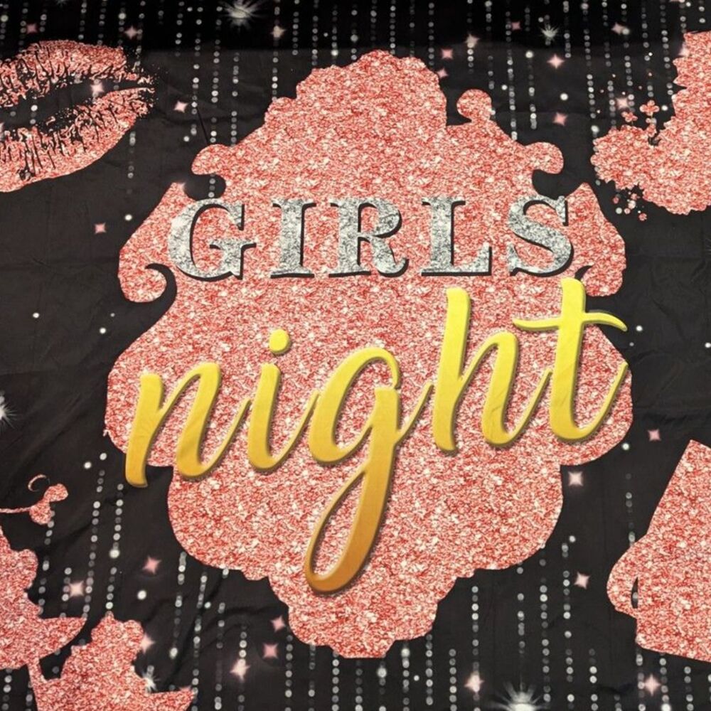 🎉 Girls' Night Backdrop Party Banner Rose Gold Glitter 7x5 ft